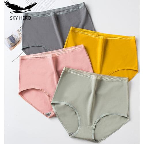 3pcs/Lot Panties with High Waist Underwear for Womens Cotton Briefs Ladies' Shorts Female Cute Underpants Seamless Bottom 2021