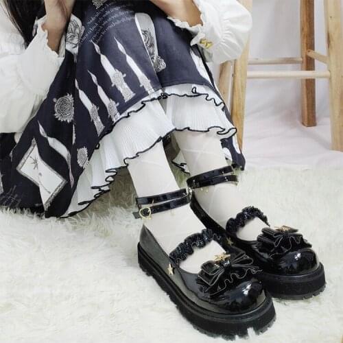 Lolita Japanese soft sister thick bottom bowknot shoes college sweet lace princess shoes kawaii shoes cosplay loli women shoes