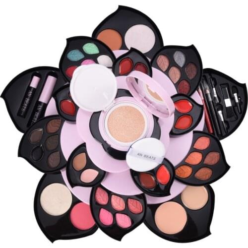 Rotating Big Rose Makeup Kit Shimmer Matte Eyeshadow Powder Face BB Cream Contour Blusher Waterproof Long Lasting Nude Lipgloss