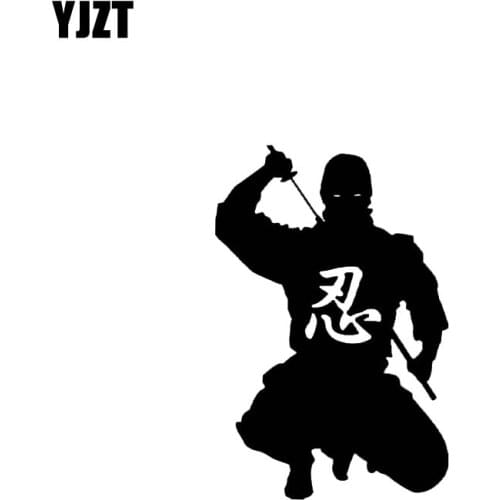 YJZT 8.8*13.5CM Car Sticker Vivid Samurai In The Dark Warrior Decal Soldier Black/Silver Covering The Body Vinyl C21-0094