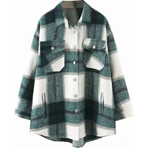 2021 Plaid Women Oversize Woman Shirts Fashion Ladies Soft Thick Shirt Party Female Elegant Loose Tops Vintage Girls Chic Shirt