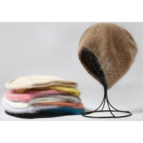 VISROVER 10 colors solid color rabbit fur Winter beanies for woman long hair Warm cap Casual High Quality soft handfeeling Gift