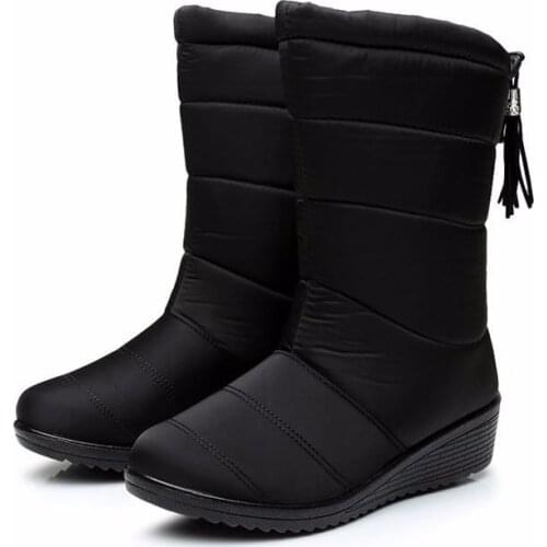 Women Winter Boots Mid-Calf Waterproof Big Size Snow Boots Plush Lining Keep Warm Female Boots Winter Shoes Woman Footwear