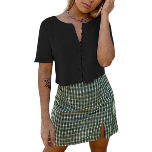 Meihuida Summer Autumn Women Korean Fashion Sexy Long Sleeve Open Front Button Up Knitting Cardigan Crop Top Short T-shirt