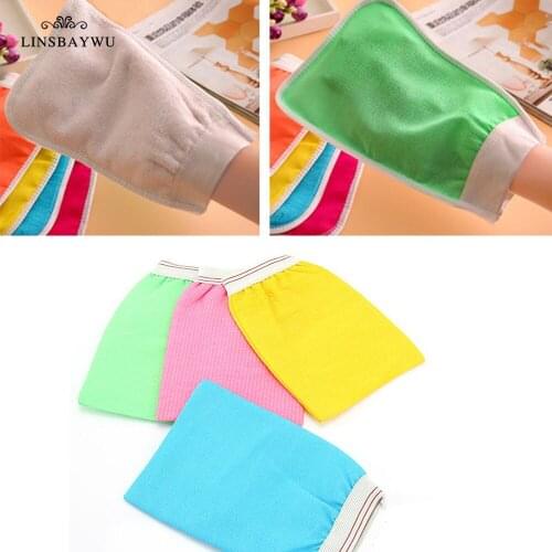 1pc Two-sided Bath Glove Shower Spa Exfoliator Body Cleaning Skin Bath Massage Sponge Scrub Mitt Rub Dead Skin Removal Peeling