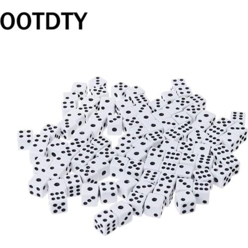 100pcs 8mm Plastic White Game Dice Six Sided Decider Birthday Parties Board Game