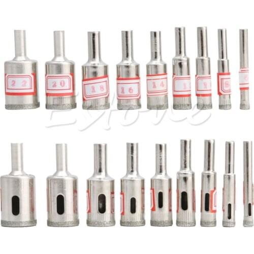 15pcs 6mm-50mm Diamond Hole Saw Marble Drill Bit Tile Ceramic Glass Porcelain