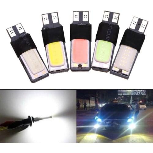 2pcs High Bright COB T10 W5W 194 LED Car Light Bulb Socket For Door Light Trunk Light License Plate Lighting 12V 6000K Amber
