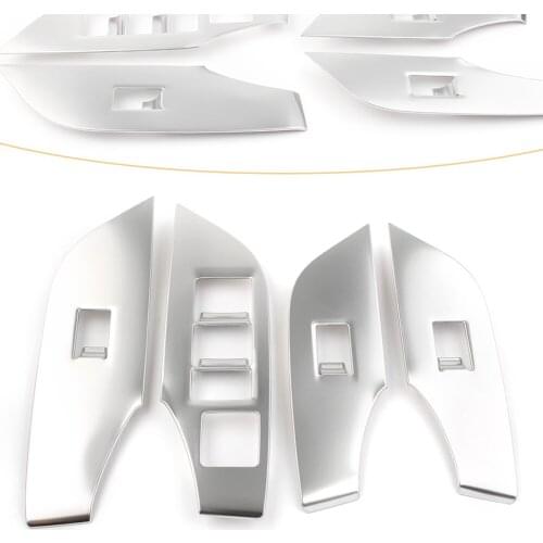 4Pcs For Toyota RAV 4 2019 2020 RAV4 Steel Car Inner Interior Window Switch Lift Panel Cover Moulding Trims