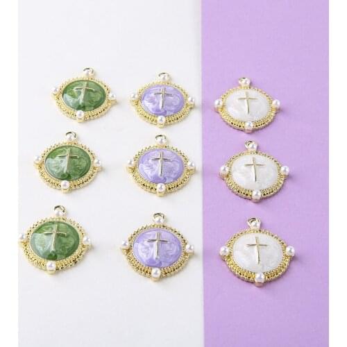 6pcs Palace Style Baroque Pearl Vintage Earrings For Women Female Fashion Round Pendant DIY Jewelry Earring Necklace Material