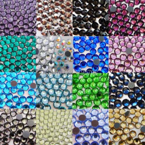 AAAA 288pcs 30 Colors DMC HotFix Flat Back iron on Rhinestones SS10 (2.7mm-2.9mm) glass crystal for shoe nail garment decoration