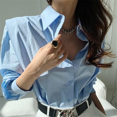 Alien Kitty New Arrival Retro Streetwear All Match 2021 Lapel Vintage Tops Gentle Elegant Lady Femme Hot OL Chic Clothe Shirts