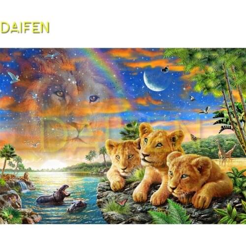 Full Square Diamond painting Cross stitch Leopard Lion Full Round Diamond mosaic Hippo giraffe 5D DIY Diamond embroidery rainbow