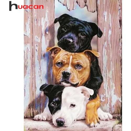 Huacan Diamond Painting Full Dog Diamond Art Mosaic Embroidery Animal Cross Stitch Wall Stickers Gift