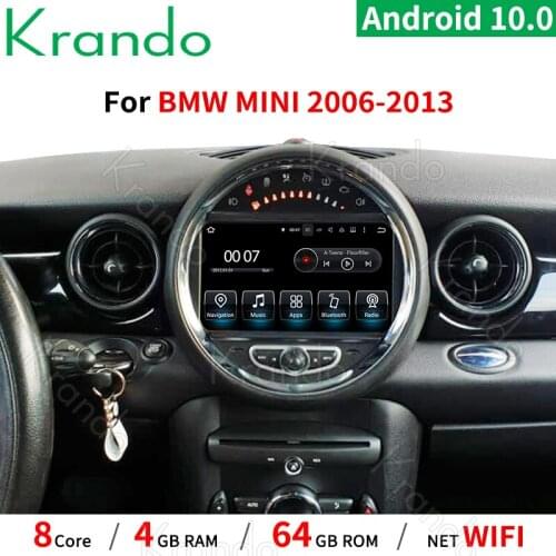 Krando 8" Android PX5 10.0 4G 64G Car Radio Audio Player Multimedia GPS for BMW Mini Cooper 2006-2013 Black CD 8 CORE WIFI
