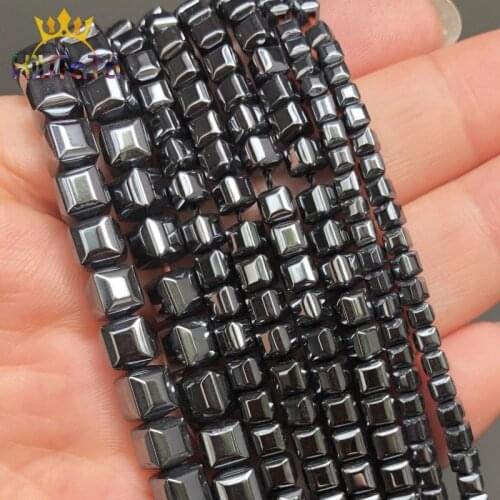 Natural Black Hematite Stone Beads Square Loose Beads For DIY Jewelry 3 4 6mm Making Bracelet Necklace Accessories 15'' Strands