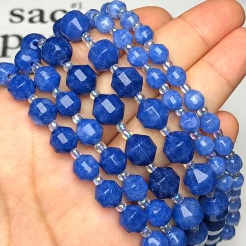 Natural Stone Faceted Blue Kyanite Jades Gem Round Loose Spacer Beads For Jewelry Making Diy Handmade Bracelet Necklace 6/8/10MM