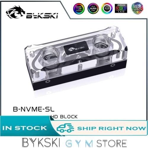 Bykski M.2 SSD Block, Solid State Disk Acrylic Hard Disk Liquild Cooler, B-NVME-SL