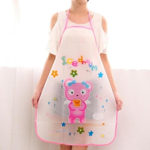 Household Kitchen Accessories Translucent Waterproof And Oil-proof Cartoon Apron Unisex Kitchen Apron Baking Cooking Supplies