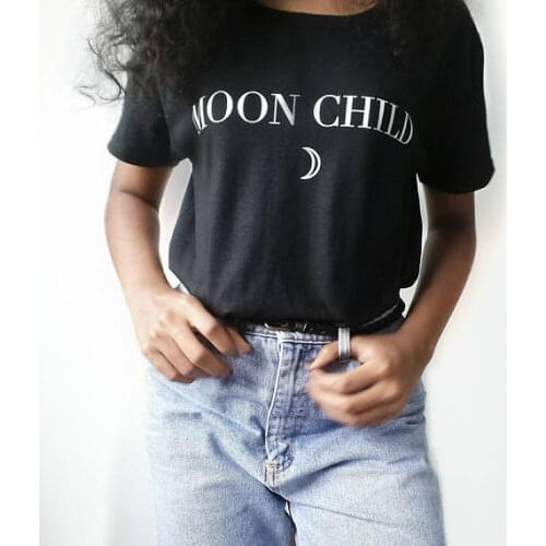 Moon Child T-Shirt graphic tees women t shirt O-Neck tees women tops Fashion Clothes shirt Feminina Camiseta tees funny shirts