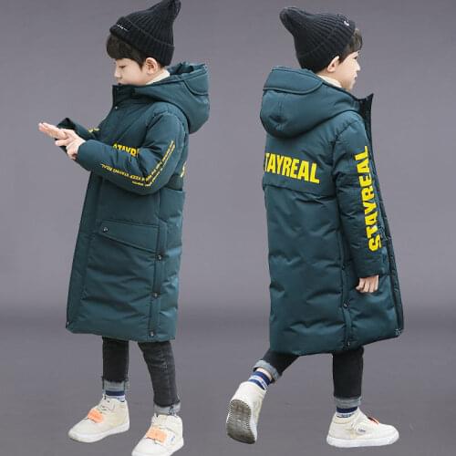 Russia Snowsuit 2021 Winter Boys Long Over-Knee Coat Clothes Waterproof Windproof Outdoor Thicken Hooded Parka Jacket For Kids