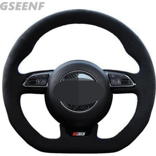 Car Steering Wheel Cover For Audi S3 8V Sportback S1 8X S4 B8 Avant S5 8T S6 C Black Hand-stitched Comfortable Suede