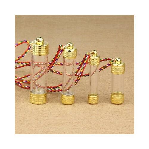 Storage Bottle Perfume Bottles Necklace brass & Glass Tube Stupa Pendant Cremation Jewelry Capsule Ash Urn Holder Keepsake