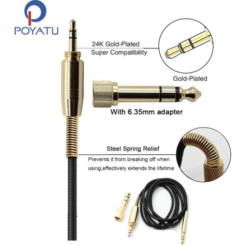 POYATU 3.5mm Male To Male Audio Hifi Headphone Cable For Bluedio T2 Plus T3 Vinyl Plus V H Plus R2 Air HT UFO Model B2 Cable