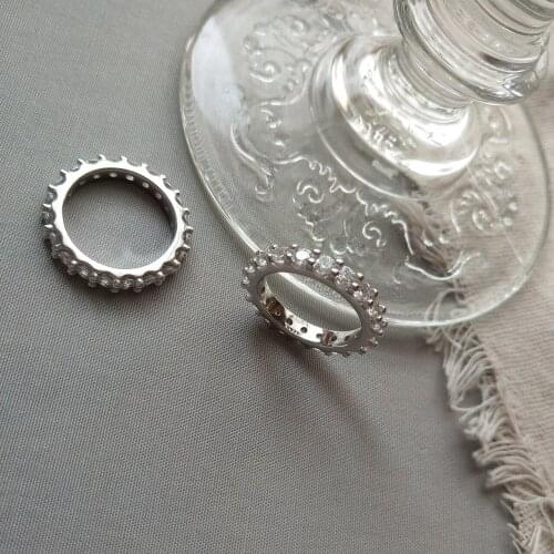 Of the cat South Korea han edition S925 pure silver contracted fine zircon ring ring offered simple model