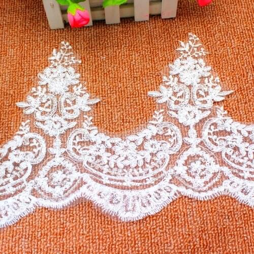YACKALASI 5 Yards/Lot Sequined Lace Applique Diy Bridal Wedding Trims Sewing Apparel Lace White 26CM