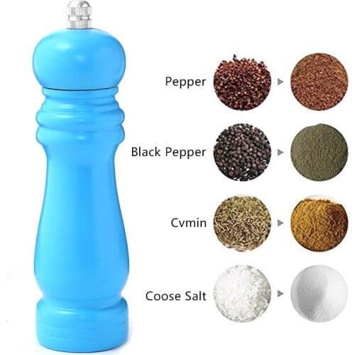 7" Wood Salt and Pepper Mill Best Pepper or Salt Grinder Wood with Adjustable Ceramic Rotor and easily refillable Blue