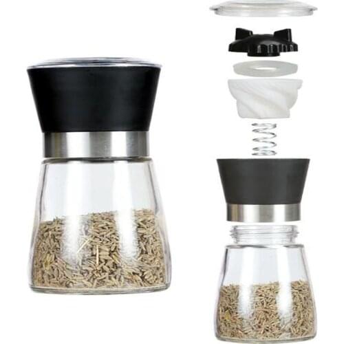 Pepper Mill Manual Salt Pepper Mill Multifunction Spice Grinder Glass Seasoning Bottle Ceramic Core Grinder Kitchen Gadgets