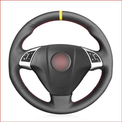 MEWANT Black Genuine Leather Car Steering Wheel Cover for Fiat Grande Punto Bravo Linea 2007-2019 Qubo Doblo Opel Combo