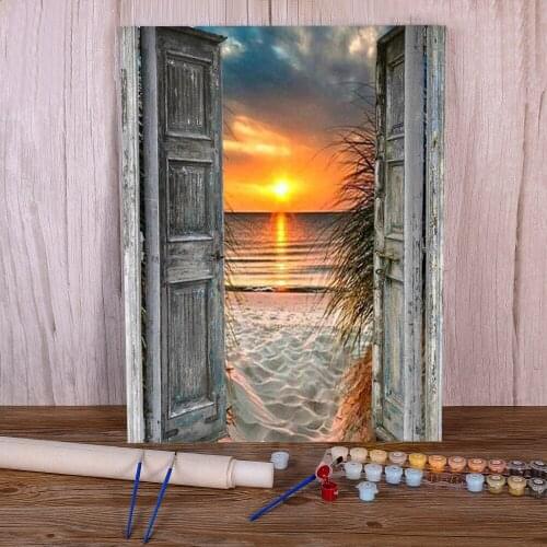 Landscape Scenery Coloring By Numbers Painting Set Acrylic Paints 40*50 Picture By Numbers Photo Loft Wall Picture Handicraft