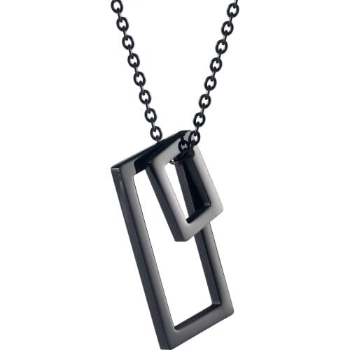 New Fashion Simple Rectangle Pendant Necklace Stainless Steel Jewelry For Man Gift Not Fade Wholesale
