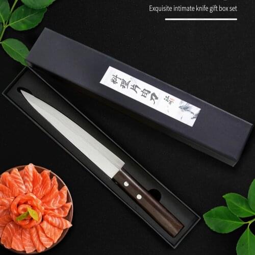 Sowoll Stainless Steel Sashimi Sushi Knife Left Hand Japanese Style Chef Knife Damascus Pattern Sharp Blade Knife Gift Box
