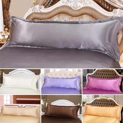 Satin Silk Twin Couch Bedding Pillowcase 1.2/1.5 Meters Long Pillows Cover Solid Pure Colored Bedding Set Lovers Wedding Pillows