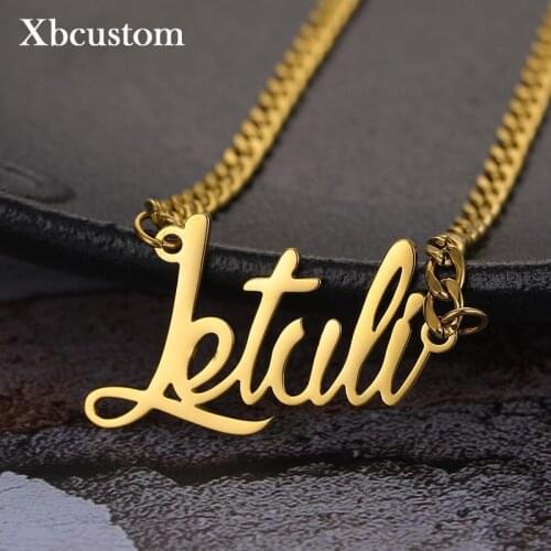 Custom Name Necklace 5mm Cuban Chain Stainless Steel Chain Personalized Gold Nameplate Pendant Necklaces for Women Men Jewelry