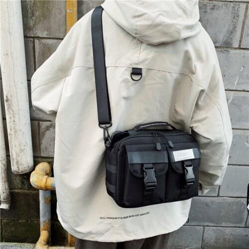 Causal Crossbody Bag for Men Square Hip Hop Style Phone Messenger Bags Fashion Detachable Strap Waist Bag for Travel