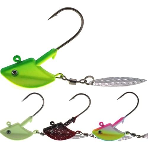 1Pc Underspin Jig Head Fishing Lure Willow Bladed Spin Artificial Bait Jigs with Spoon Spinners Fish Walleye Bass Trout Jigs