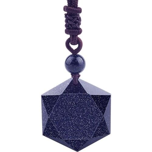 Drop ship Obsidian Six Awn Star Necklace Pendant Blue Sand Six Star Pendant Jade Jewelry