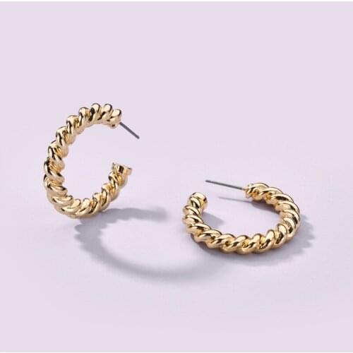 SRCOI Geometric Irregular Twisted Earrings Vintage Minimalist Metal C-Shaped Knotted Hoop Earring 3 Pairs/Set Women Jewelry Gift