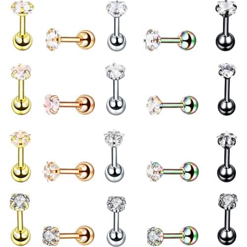 1PC Steel Ear Tragus Cartilage Piercings Crystal Gem Conch Lobe Barbell Earrings Piercing Orelha Ear Stud Helix Sexy Jewelry 16G