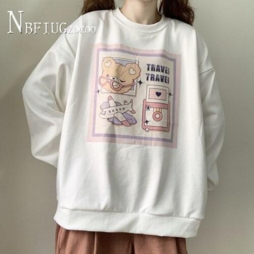 Kawaii Thick Lining With Fluff Women Sweatshirts 2020 Loose Students Female Sweatshirt