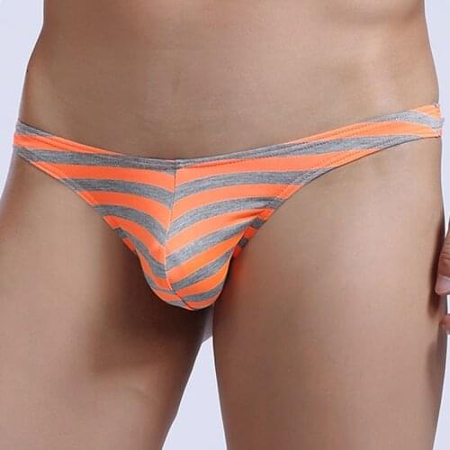 Mens Sexy Thongs Striped Gay Underwear Thongs and G Strings Low Rise Mens Underwear Penis Pouch Male Panties