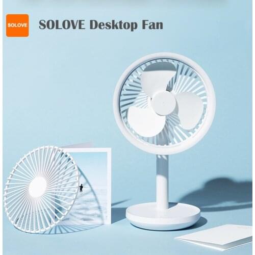 Original Solove Auto Head Shaking Desktop Fan 12h Working 4000mAh Battery Rechargeable USB Charging Low Noise 3 Mode Wind Speed