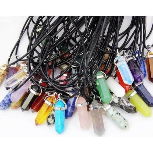 Chakra Reiki Healing Dowsing Natural Crystal Pendulum Hexagon Point Stones Pendant Women Necklace Jewelry for Party Friendship