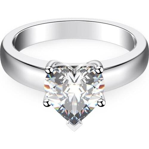 2CT 7*7MM Heart Shape G-H Moissanite Ring 925 Sterling Silver Ring White Gold Color Bridal Jewelry Best Gift for Her