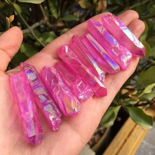 100g Natural Rock Quartz Points Electroplating Colorful Crystal Points Reiki