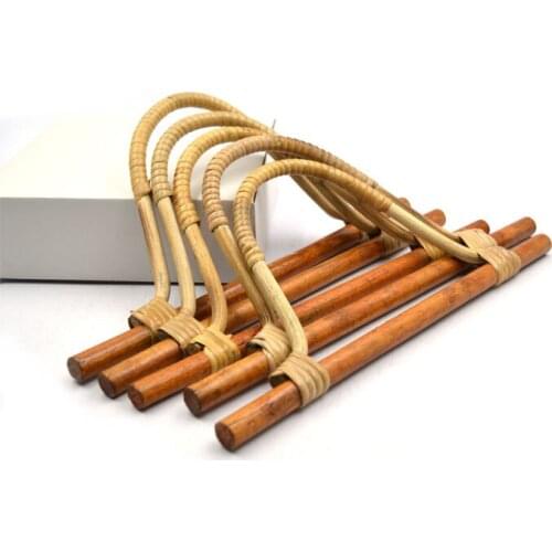 2 Pcs Coat Hanger Wooden Solid Wood Rattan Handmade Wooden Handle Bag Wooden Dinner Bag Handbag Handle Accessories DIY Craftsman